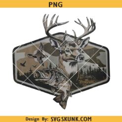 Deer Duck Fishing Retro Camo PNG, Camo Hunting Sublimation, Patch Design Digital Download