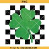 Distressed Checkered clover leaf PNG, checkered Shamrock svg png, Checkered lucky leaf svg