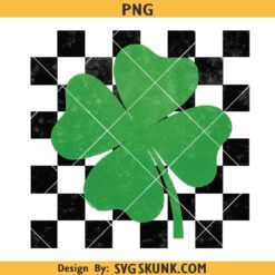 Distressed Checkered clover leaf PNG, checkered Shamrock svg png, Checkered lucky leaf svg