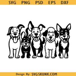 Cartoon Dogs Svg, Dog Breed Svg, Five Funny Dogs svg