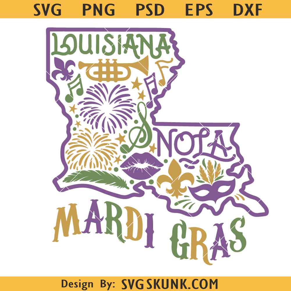 Louisiana Svg Mardi Gras SVG, New Orleans svg, Louisiana Svg, Nola svg