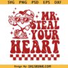 Mr Steal your heart SVG, retro checkered Valentine svg png