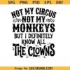 Not My Circus Not My Monkeys SVG, Funny Sarcastic Quote PNG SVG