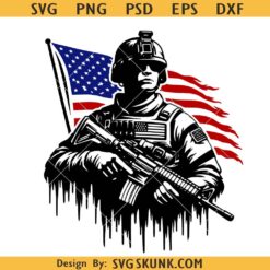 Patriotic Soldier SVG, American Flag svg, Fourth Of July svg, Independence Day svg, USA Army Tribute svg