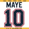 Maye Jersey SVG PNG, Maye 10 Png Svg, Drake Maye Jersey Letter Number 10 Svg