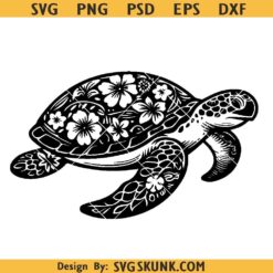 Sea Turtle SVG, Floral sea Turtle svg, sea turtle cut file for Cricut