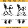 Split bunny monogram SVG, Easter bunny split svg, Easter name frame svg png