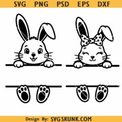Split bunny monogram SVG, Easter bunny split svg, Easter name frame svg png