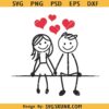 Valentine stick man SVG PNG, Valentine Stickman with Hearts svg, Stick Lovers SVG