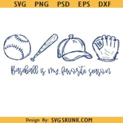 Baseball Is My Favorite Season svg Png, Blue Baseball Line Art svg, Gameday svg, Minimalist Baseball svg