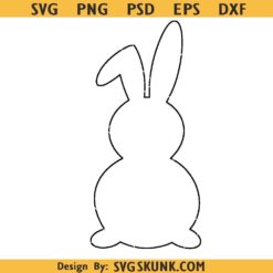 Bunny Rabbit Outline Stencil Transparent PNG Clipart Digital Download