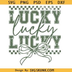 Lucky St.Patricks Day Coquette PNG SVG, Shamrock svg, Lucky clover Svg