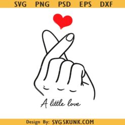 Finger Heart svg, Minimalist Love svg, A Little Love Quote svg