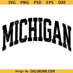 Michigan Typography Varsity arch SVG PNG, Michigan varsity font PNG SVG