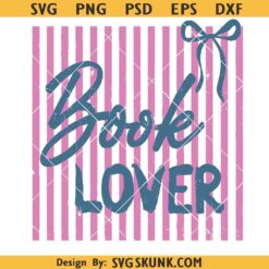 Striped Book Lover coquette bow svg Png, stripped book lover svg, book lover png