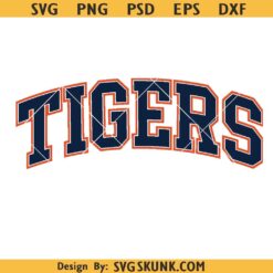 Tigers Arched Varsity Letters PNG SVG, Tigers Varsity font SVG PNG