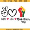 peace love black history Month SVG, Afrocentric Empowerment svg