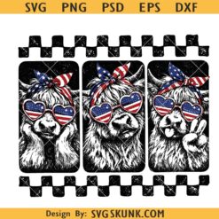 4th of July Highland Cow png, patriotic cow svg png, Independence day svg png