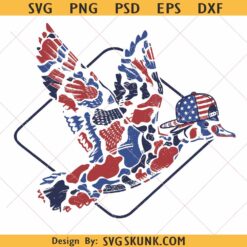 Camo Flying Mallard Duck PNG, 4th of July Patriotic Duck png, duck 4th of July sublimation
