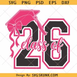Class of 2026 PNG, Class of 2026 pink svg png, graduation 2026 svg png