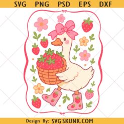 Cute Strawberry Goose svg, Coquette Goose Strawberry svg, Summer Goose svg, Goose Mama Svg