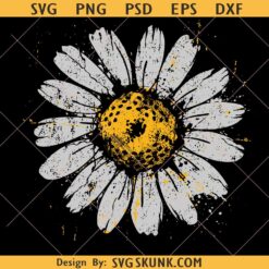 Distressed Daisy PNG, grunge daisy flower svg, daisy wildflower png