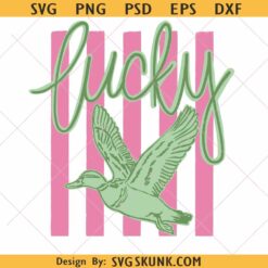 Everyday Lucky Duck Png, Girly Trendy Kid Design, Women Pink Preppy stripes png