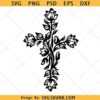 Floral Cross SVG PNG, cross wreath svg png, religious svg png