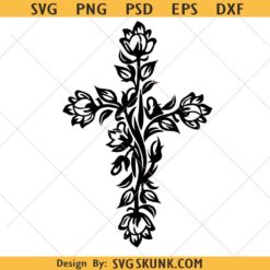 Floral Cross SVG PNG, cross wreath svg png, religious svg png