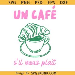 Coffee Croissant Trendy Hand Drawn Illustration SVG, La Croissant SVG PNG