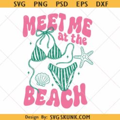 Meet Me At The Beach svg png, Trendy Summer Design