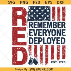 Remember Everyone Deployed Flag SVG PNG, Military Support Patriotic Friday Red svg
