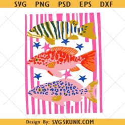 Preppy Fish Png svg, Female Fishing svg, Colorful Maximalist Sublimation svg, Summer Vacation svg, Funny Beach svg, Girls Fish Too svg