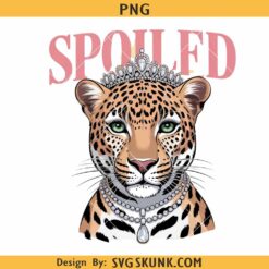 Spoiled Leopard PNG, Jeweled Crown leopard png, Diamond Necklace Sublimation Design
