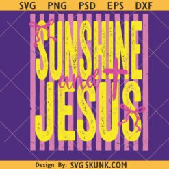 Sunshine and Jesus Pink Yellow Preppy Stripes Coquette Bow Summer Beach Lake Png