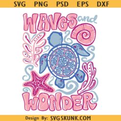 Waves and wonder SVG PNG, Summer Sublimation file, Girly Beach PNG