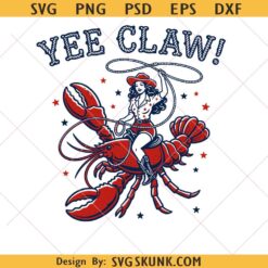 Yee Claw Crawfish PNG SVG, Lobster Cowgirl Rodeo svg, Western Beach Svg, Coastal Cowgirl Svg