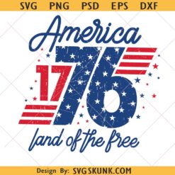 1776 America 4th of July SVG PNG, 1776 land of the free svg png, Patriotic T-Shirt Design