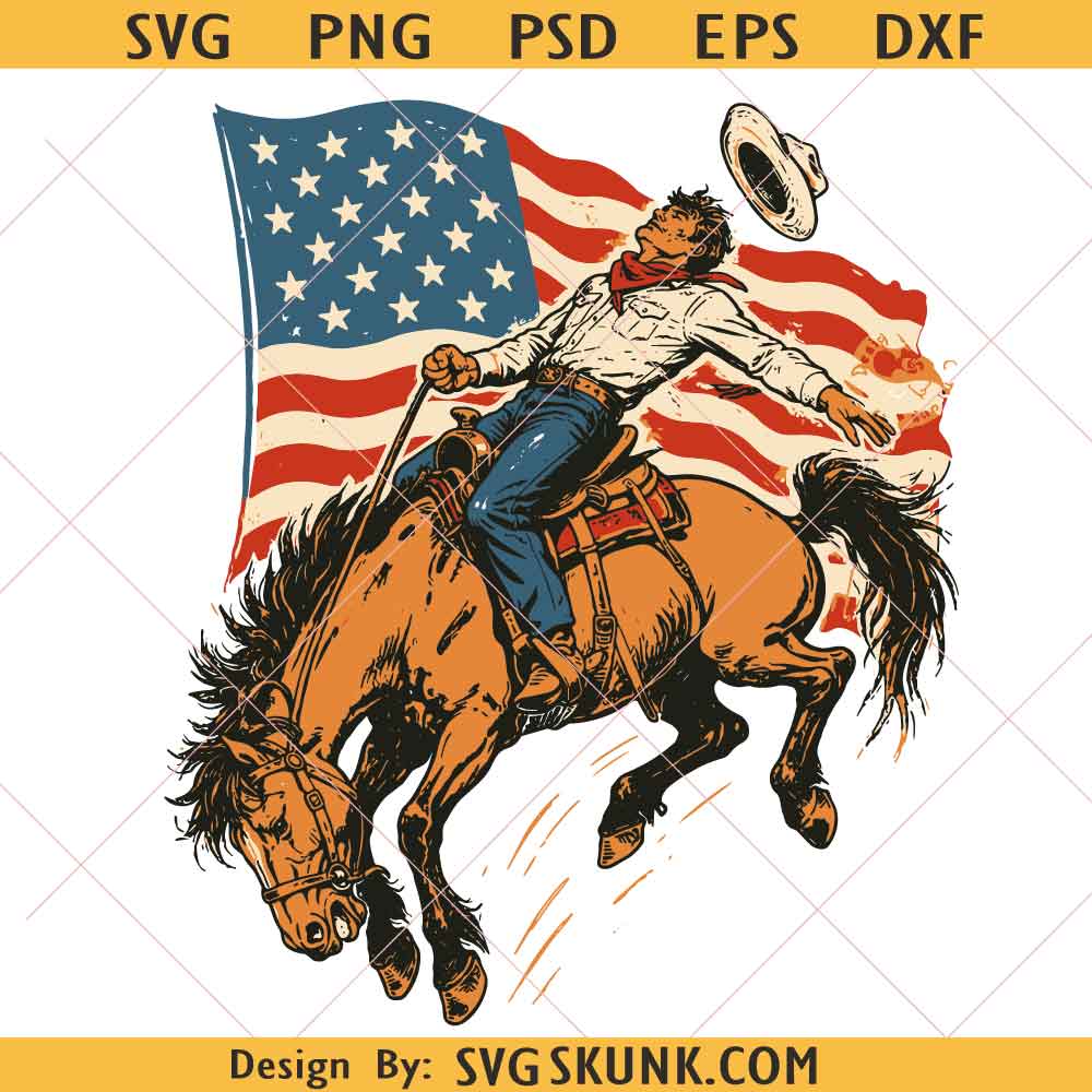 4th of July Cowboy svg 4th of July Cowboy svg Patriotic Western, American Flag Rodeo Svg, Vintage USA Sublimation svg