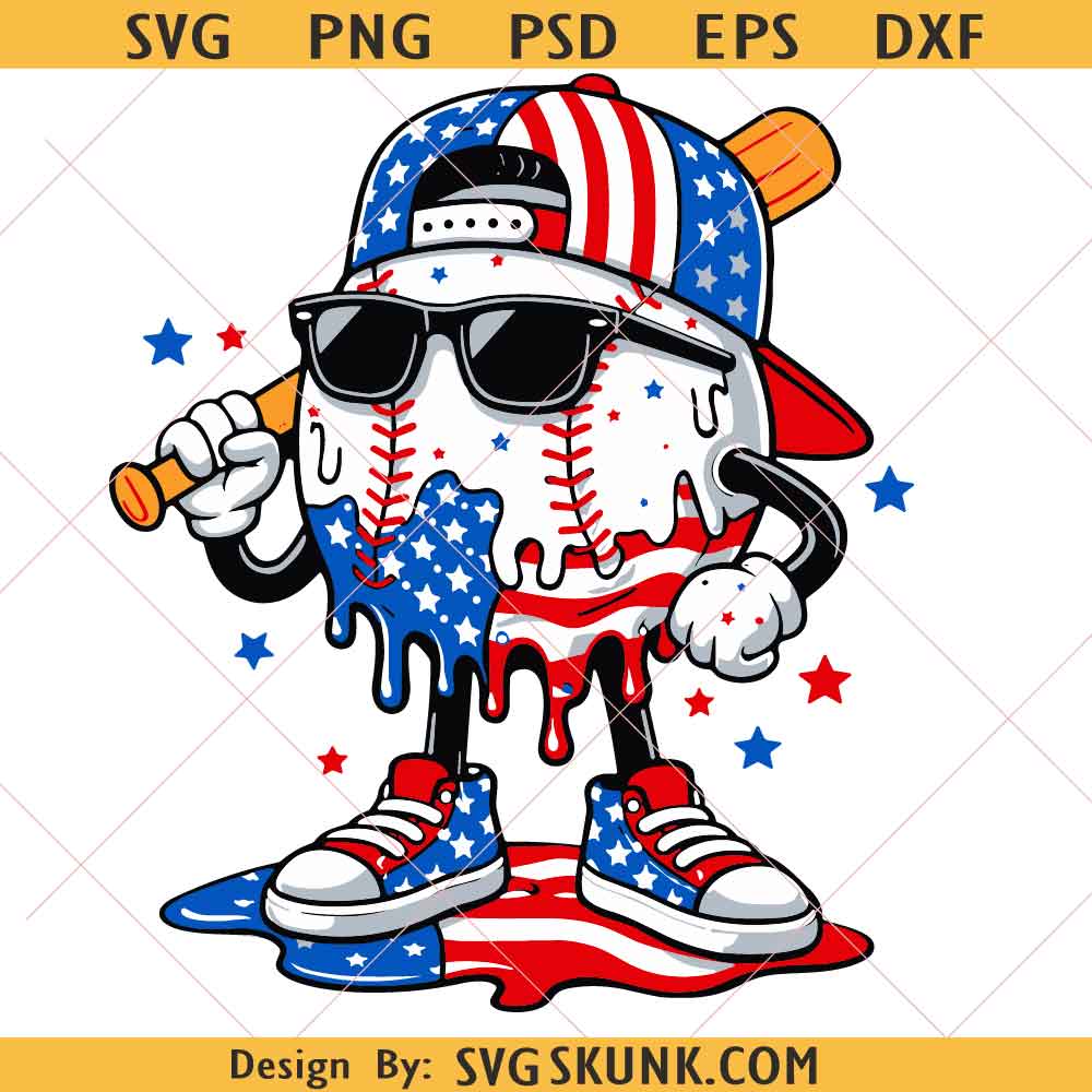 Baseball Drip Ice Cream SVG PNG Baseball Drip Ice Cream SVG PNG, Boys 4th of July USA Flag svg, Baseball SVG