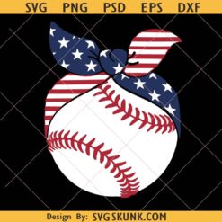 Softball Baseball American Flag Bow SVG, Baseball American Flag SVG