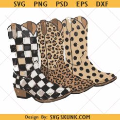 Brushstroke Cowboy Boots PNG, Checkered Png, Leopard Print PNG, Cowboy Western Graphics