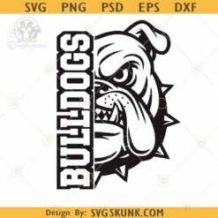 Half Bulldog Face Svg, Bulldogs SVG, Bulldog Head Svg png