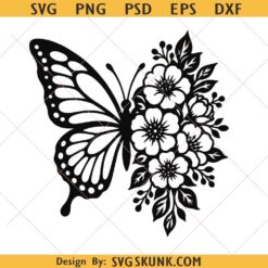 Butterfly Flower SVG PNG, Butterfly Flower Cut File SVG, Spring Garden Décor