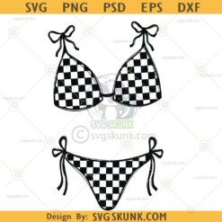 Checkered bikini top svg png, Summer Bikini PNG