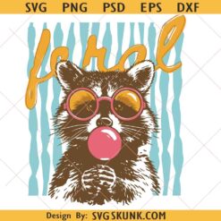 Cute Raccoon Bubble Gum Graphic svg, Girl Summer PNG, Preppy Summer svg