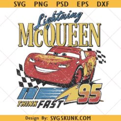 Disney Pixar Lightning McQueen 95 SVG PNG, Disney PNG, McQueen 95 PNG SVG