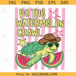 Do the Watermelon Crawl PNG, Striped Turtle Summer Png, Preppy Turtle png