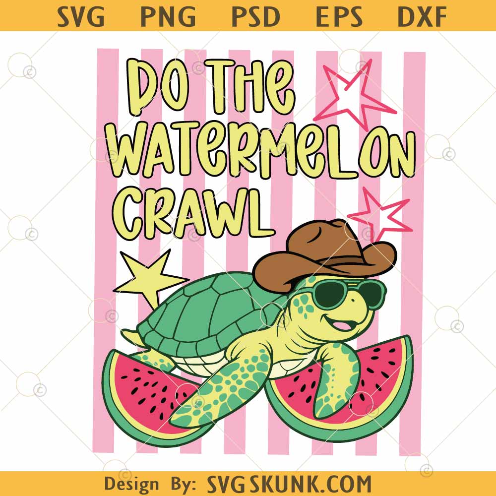 Do the Watermelon Crawl PNG Do the Watermelon Crawl PNG, Striped Turtle Summer Png, Preppy Turtle png