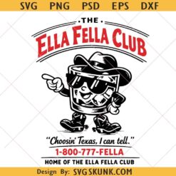 Ella Fella Club Western SVG, Vintage Cowboy Graphic svg, Retro Texas Mascot PNG SVG
